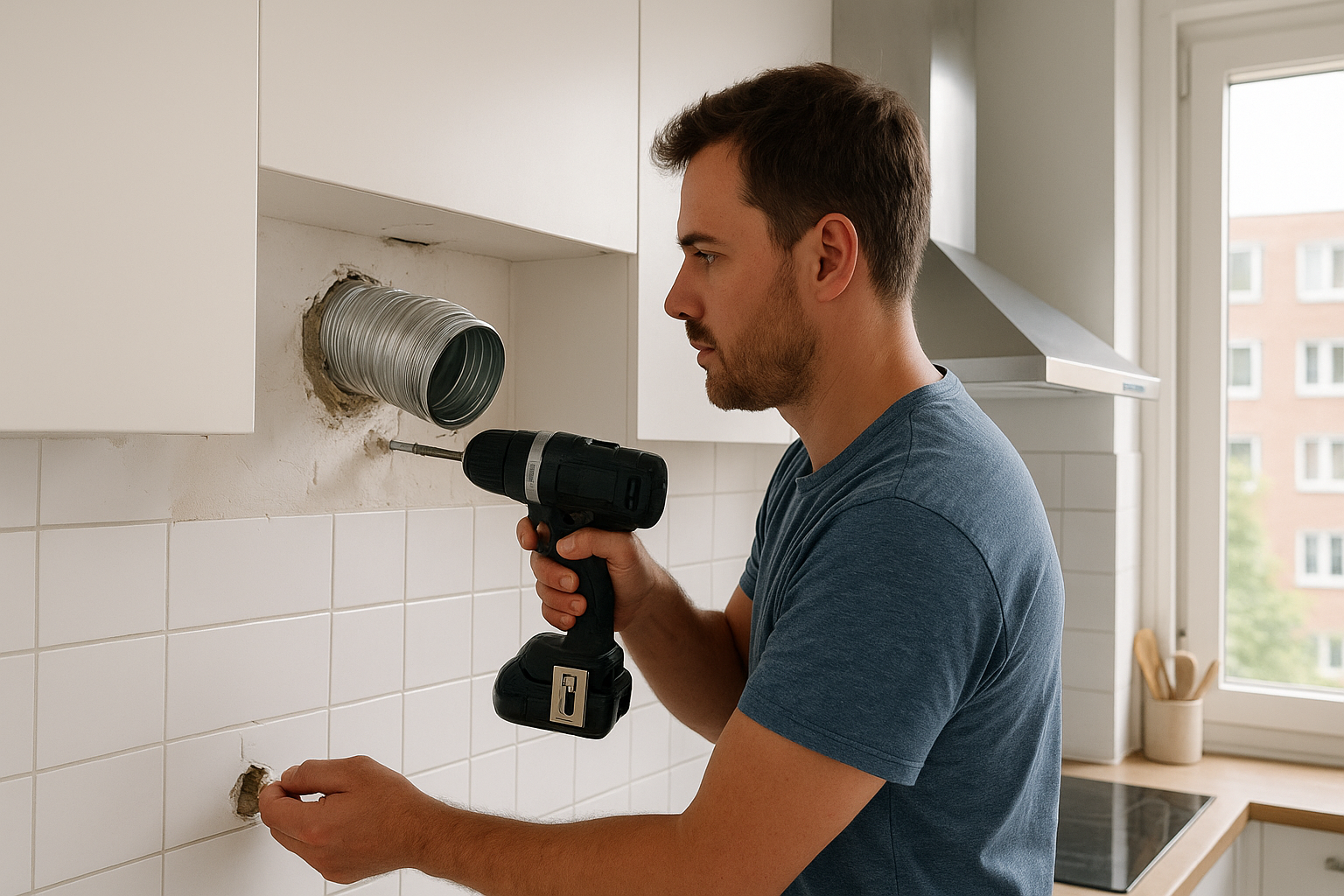 Foto bij Afzuigkap doorvoer laten boren: wat kost het en waar let je op?
